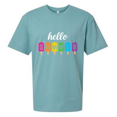 Hello Summer Popsicle Colorful Sueded Cloud Jersey T-Shirt