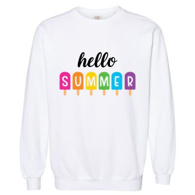 Hello Summer Popsicle Colorful Garment-Dyed Sweatshirt