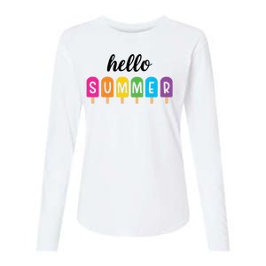 Hello Summer Popsicle Colorful Womens Cotton Relaxed Long Sleeve T-Shirt