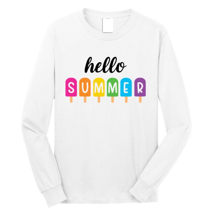 Hello Summer Popsicle Colorful Long Sleeve Shirt
