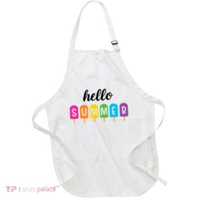 Hello Summer Popsicle Colorful Full-Length Apron With Pockets