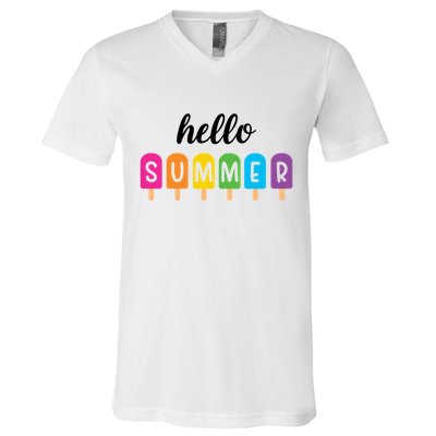 Hello Summer Popsicle Colorful V-Neck T-Shirt
