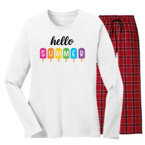 Hello Summer Popsicle Colorful Women's Long Sleeve Flannel Pajama Set 