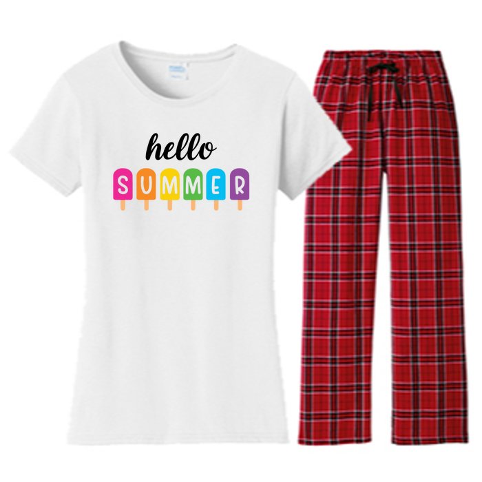 Hello Summer Popsicle Colorful Women's Flannel Pajama Set