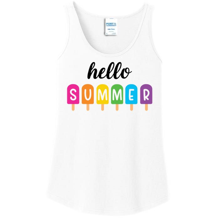 Hello Summer Popsicle Colorful Ladies Essential Tank