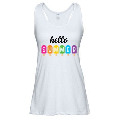 Hello Summer Popsicle Colorful Ladies Essential Flowy Tank