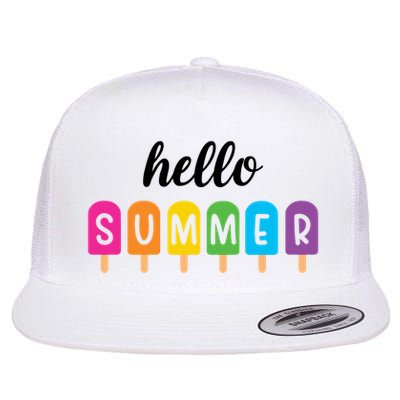 Hello Summer Popsicle Colorful Flat Bill Trucker Hat