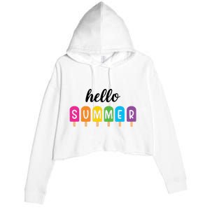 Hello Summer Popsicle Colorful Crop Fleece Hoodie