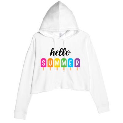 Hello Summer Popsicle Colorful Crop Fleece Hoodie