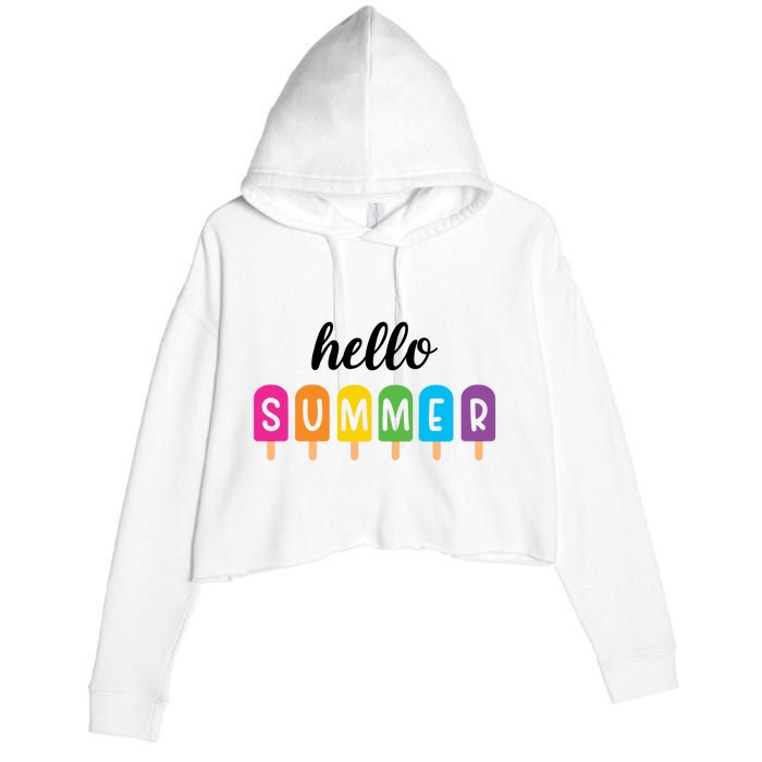 Hello Summer Popsicle Colorful Crop Fleece Hoodie