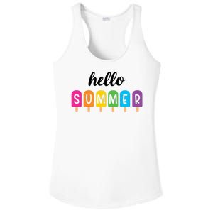 Hello Summer Popsicle Colorful Ladies PosiCharge Competitor Racerback Tank