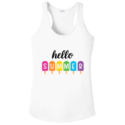 Hello Summer Popsicle Colorful Ladies PosiCharge Competitor Racerback Tank
