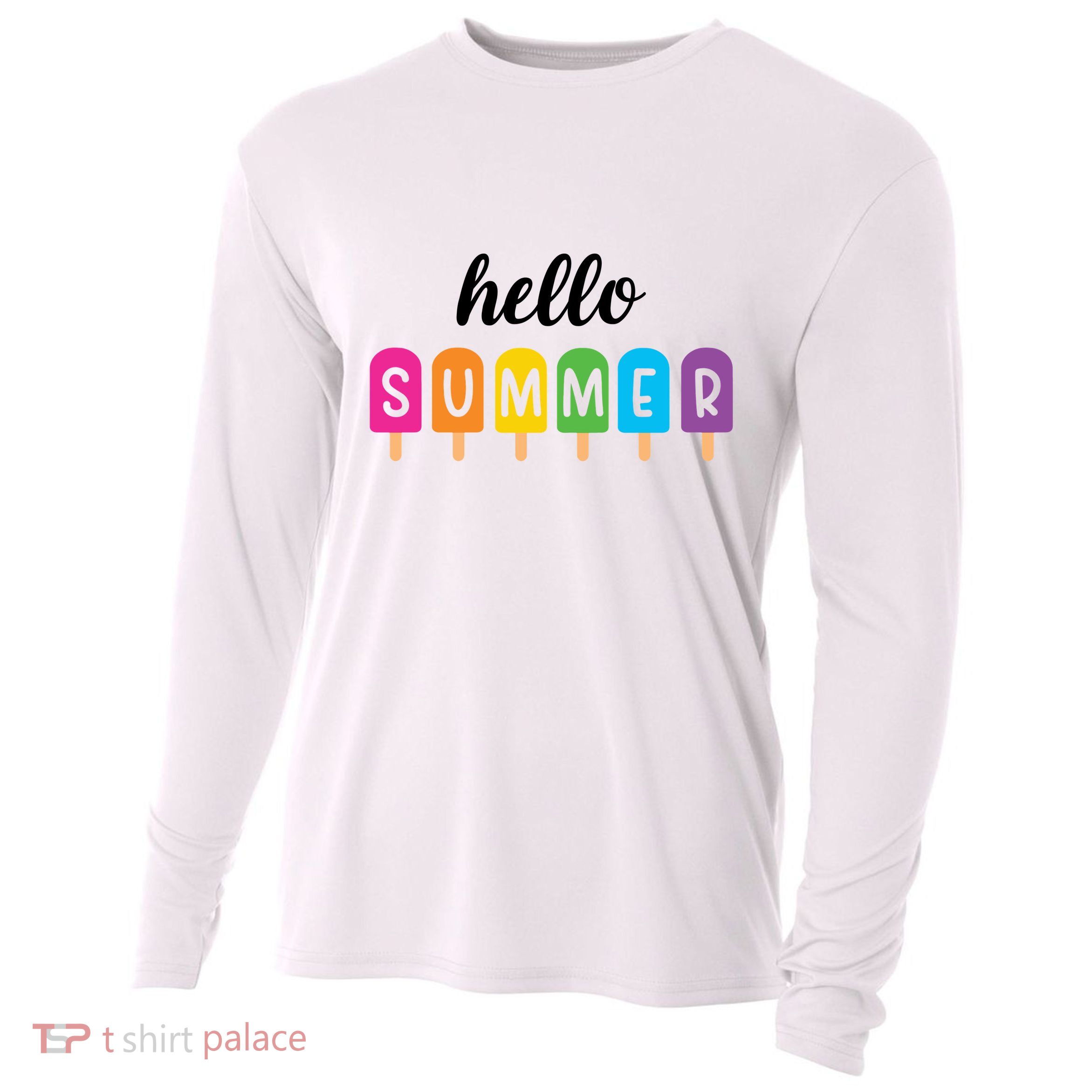 Hello Summer Popsicle Colorful Cooling Performance Long Sleeve Crew