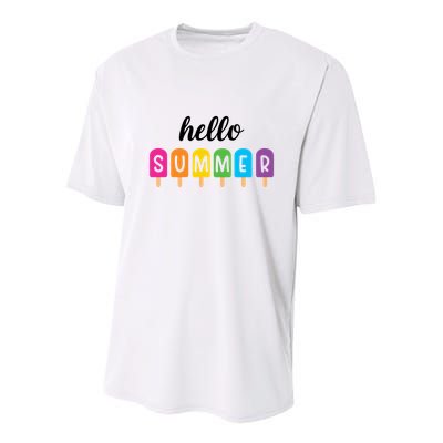 Hello Summer Popsicle Colorful Youth Performance Sprint T-Shirt