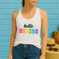 Hello Summer Popsicle Colorful Womens Tank Top