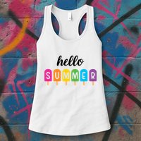 Hello Summer Popsicle Colorful Womens Tank Top