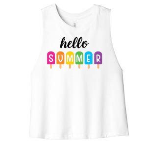 Hello Summer Popsicle Colorful Women's Racerback Cropped Tank