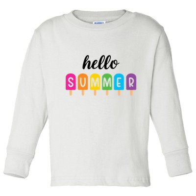 Hello Summer Popsicle Colorful Toddler Long Sleeve Shirt