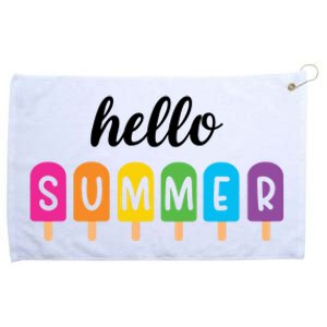 Hello Summer Popsicle Colorful Grommeted Golf Towel