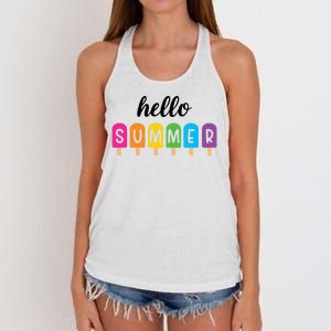 Hello Summer Popsicle Colorful Women's Knotted Racerback Tank