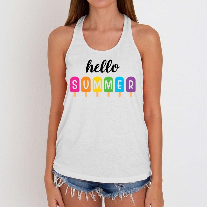 Hello Summer Popsicle Colorful Women's Knotted Racerback Tank