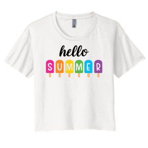 Hello Summer Popsicle Colorful Women's Crop Top Tee