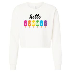 Hello Summer Popsicle Colorful Cropped Pullover Crew