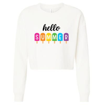 Hello Summer Popsicle Colorful Cropped Pullover Crew