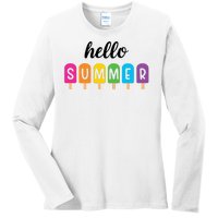 Hello Summer Popsicle Colorful Ladies Long Sleeve Shirt