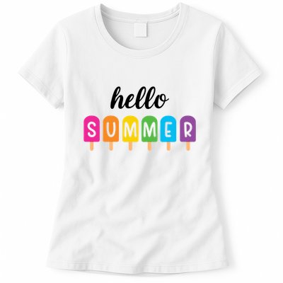 Hello Summer Popsicle Colorful Womens T-Shirt