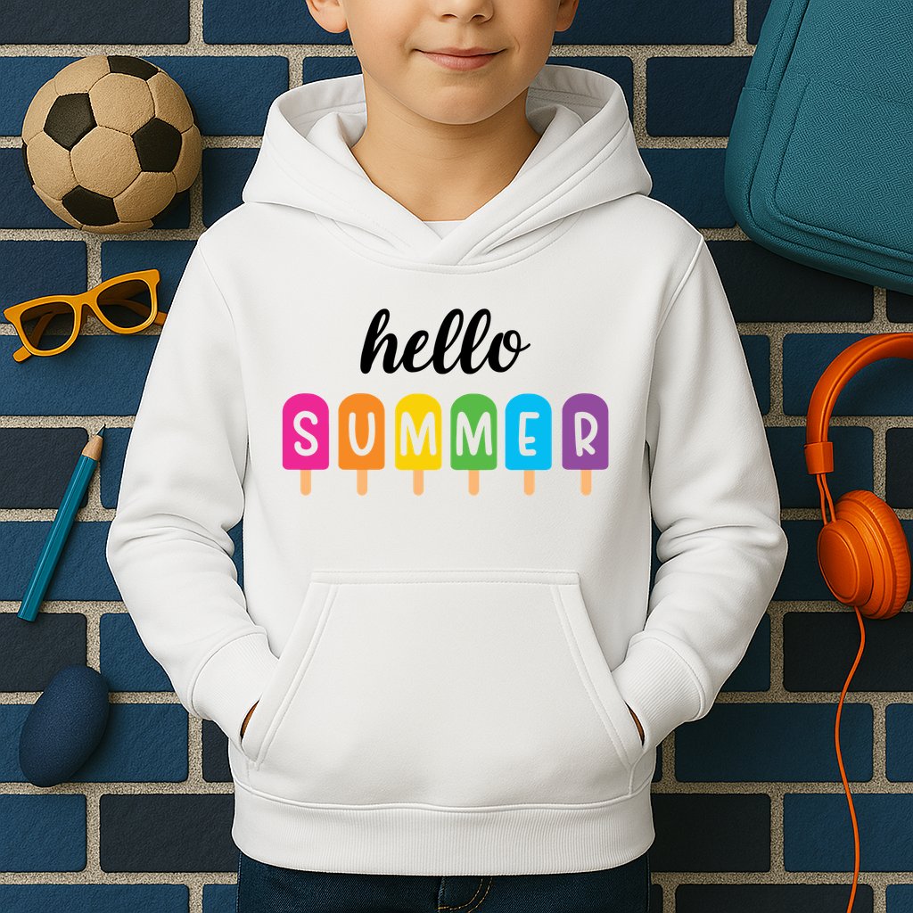 Hello Summer Popsicle Colorful Kids Hoodie