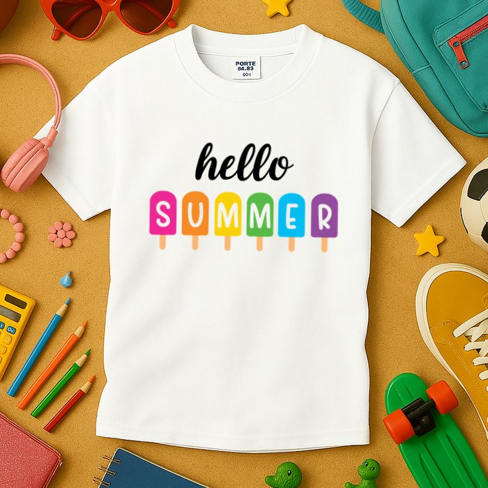 Hello Summer Popsicle Colorful Kids T-Shirt