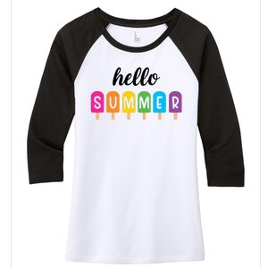 Hello Summer Popsicle Colorful Women's Tri-Blend 3/4-Sleeve Raglan Shirt