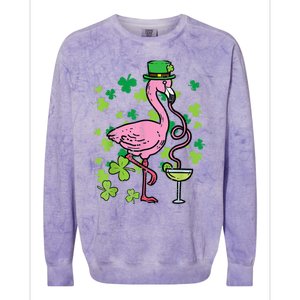 Happy St Patrick's Day Irish Flamingo Saint Pattys Paddys  Colorblast Crewneck Sweatshirt