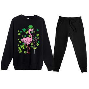 Happy St Patrick's Day Irish Flamingo Saint Pattys Paddys  Premium Crewneck Sweatsuit Set