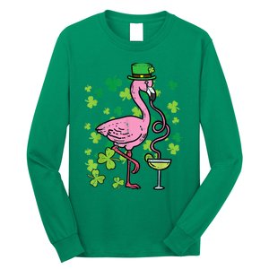 Happy St Patrick's Day Irish Flamingo Saint Pattys Paddys  Long Sleeve Shirt