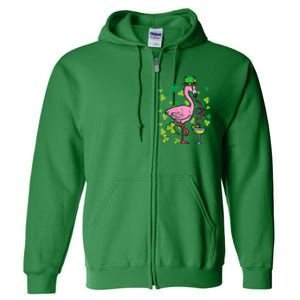 Happy St Patrick's Day Irish Flamingo Saint Pattys Paddys  Full Zip Hoodie