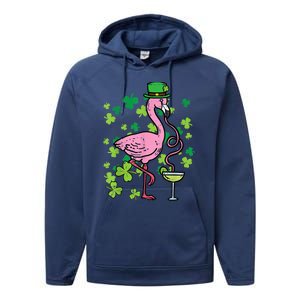 Happy St Patrick's Day Irish Flamingo Saint Pattys Paddys  Performance Fleece Hoodie