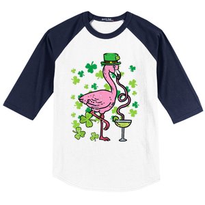 Happy St Patrick's Day Irish Flamingo Saint Pattys Paddys  Baseball Sleeve Shirt