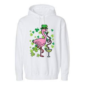 Happy St Patrick's Day Irish Flamingo Saint Pattys Paddys  Garment-Dyed Fleece Hoodie