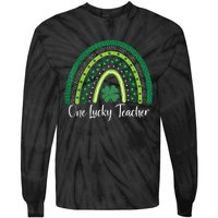 Happy St Patricks Day Cute One Lucky Teacher Rainbow Outfit Tie-Dye Long Sleeve Shirt