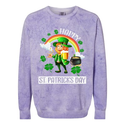 Happy St. Patrick's Day Saint Shenanigan Clover Irishman Colorblast Crewneck Sweatshirt