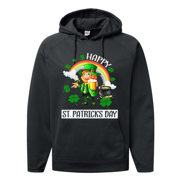 Happy St. Patrick's Day Saint Shenanigan Clover Irishman Performance Fleece Hoodie