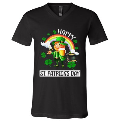 Happy St. Patrick's Day Saint Shenanigan Clover Irishman V-Neck T-Shirt