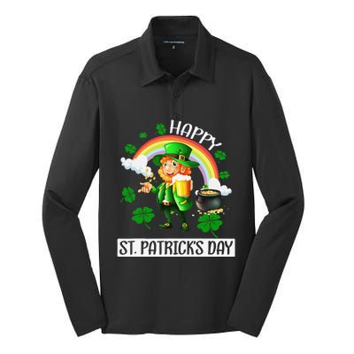 Happy St. Patrick's Day Saint Shenanigan Clover Irishman Silk Touch Performance Long Sleeve Polo