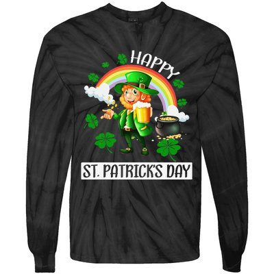 Happy St. Patrick's Day Saint Shenanigan Clover Irishman Tie-Dye Long Sleeve Shirt