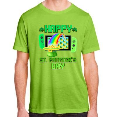 Happy St Patricks Day Retro Pixel Video Game Adult ChromaSoft Performance T-Shirt