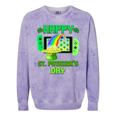 Happy St Patricks Day Retro Pixel Video Game Colorblast Crewneck Sweatshirt