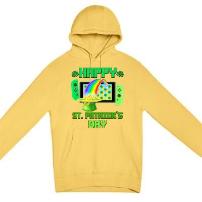 Happy St Patricks Day Retro Pixel Video Game Premium Pullover Hoodie