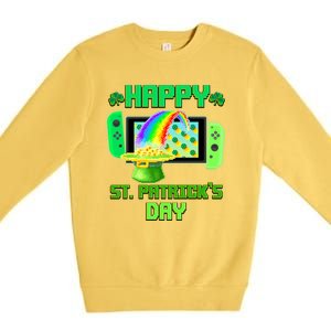 Happy St Patricks Day Retro Pixel Video Game Premium Crewneck Sweatshirt